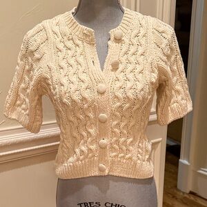 Zara Cream Button-Up Cable Knit Cardigan   SZ S